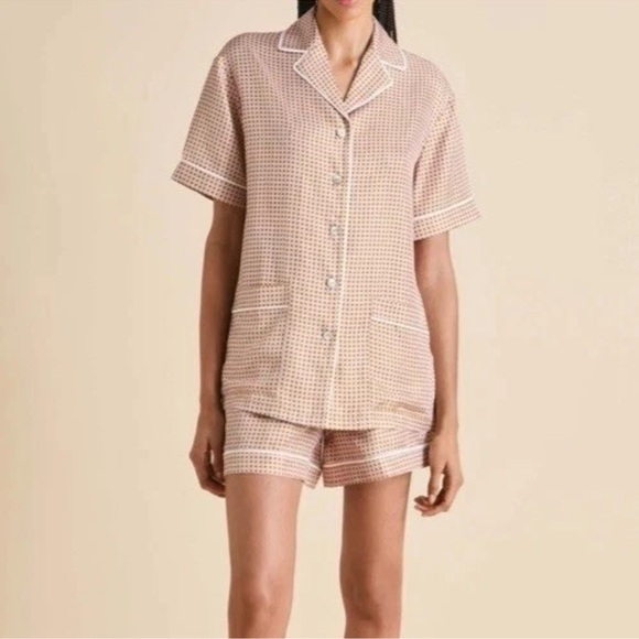 Olivia von Halle Ingo Silk Twill Pajama Set in Sarrazin Pink XL